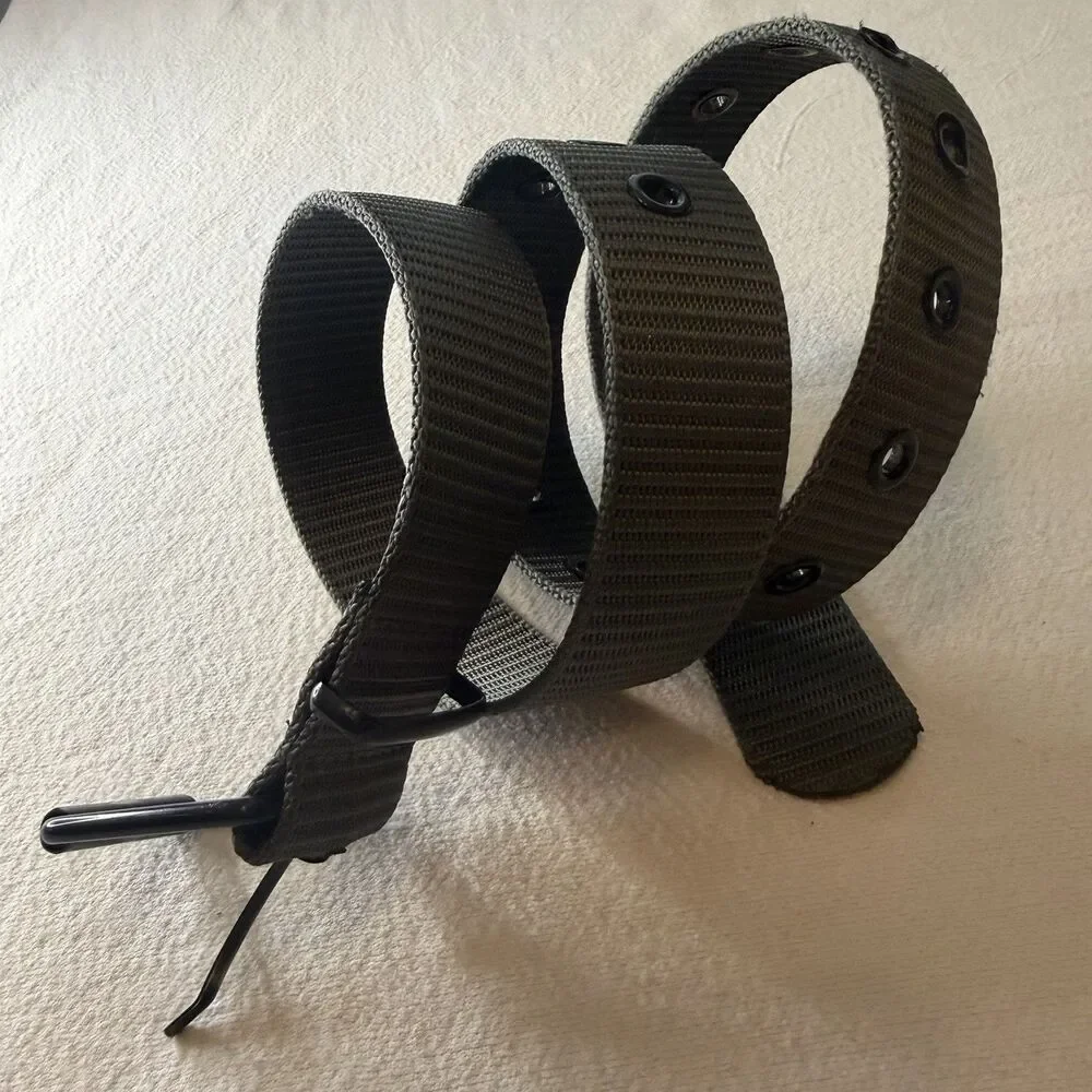 Men Nylon Canvas Waist Belt Casual Jeans Waistbands Alloy Pin Buckle Simple Army